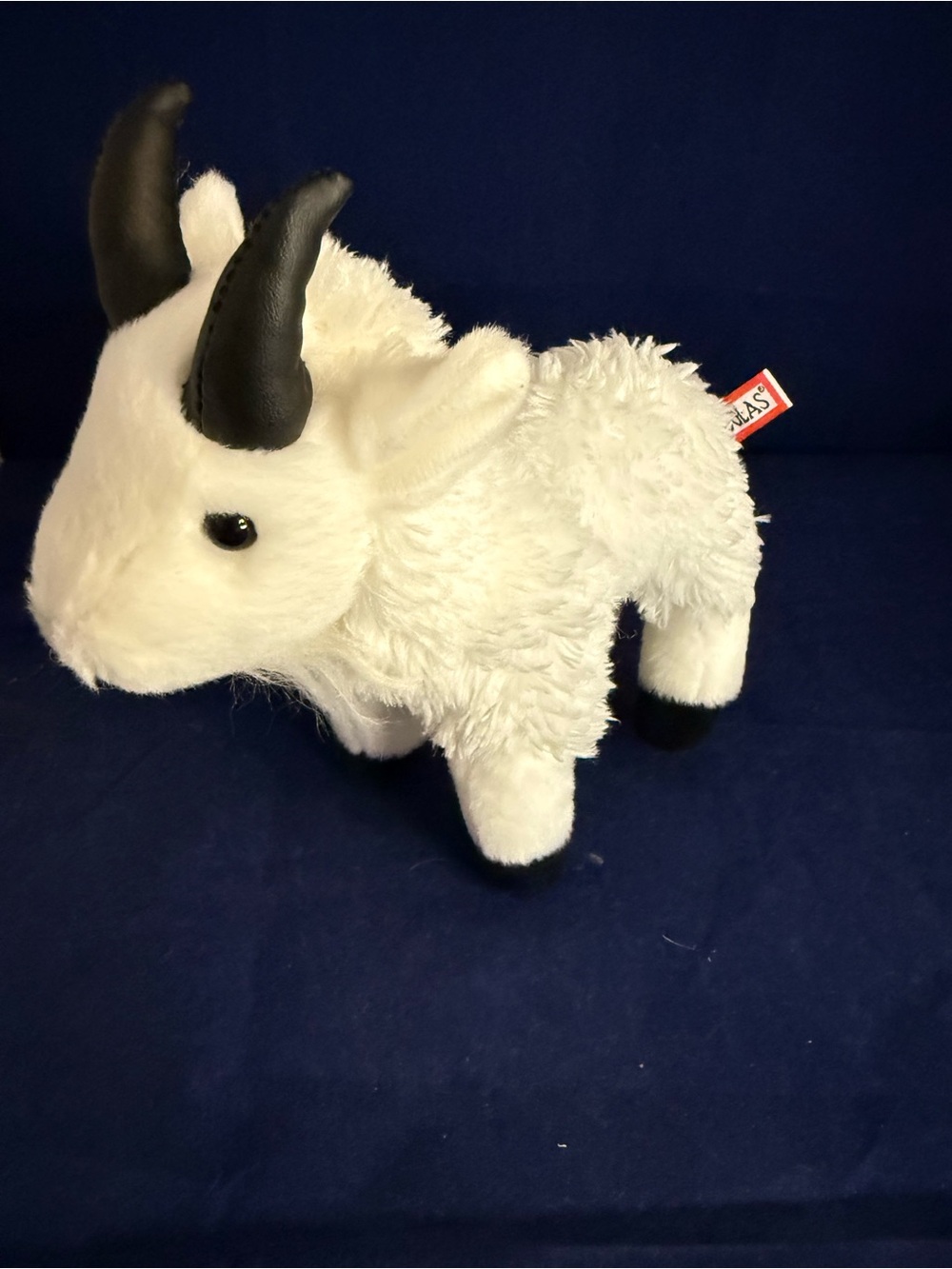 Plush White Goat Toy with Black Horns and Hooves - Soft Cuddly Pet Plush